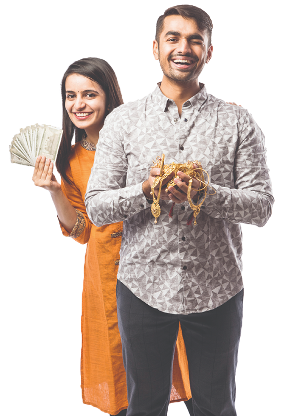 Couple is looking happy after geeting gold loan in delhi